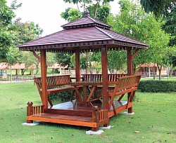 ศาลาไม้บาหลี ขนาดพื้น 2X2 เมตร ราคา 34,000 บาท